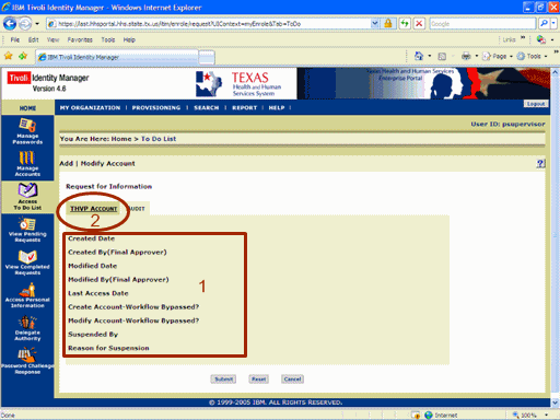 Screenshot of Add/Modify Account page